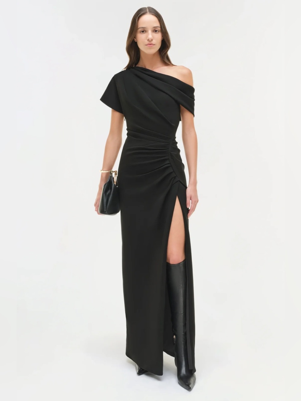 Simkhai kally asymmetric off shoulder leg slit dress